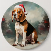 Beagle Hond in Sneeuw Kerstmis Ronde Button 6,0 Cm (Voorkant)