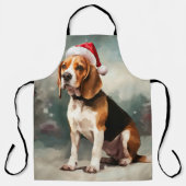 Beagle Hond in Sneeuw Kerstmis Schort (Voorkant)