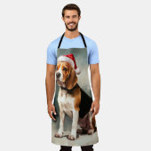 Beagle Hond in Sneeuw Kerstmis Schort (Gedragen)