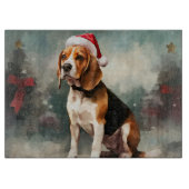 Beagle Hond in Sneeuw Kerstmis Snijplank (Voorkant)