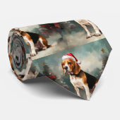 Beagle Hond in Sneeuw Kerstmis Stropdas (Opgerold)