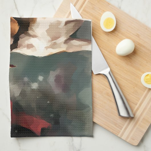 Beagle Hond in Sneeuw Kerstmis Theedoek (Quarter Fold)