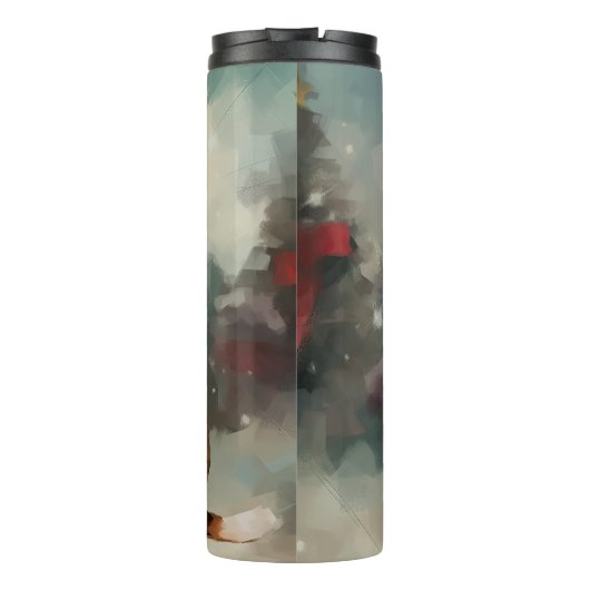 Beagle Hond in Sneeuw Kerstmis Thermosbeker (Achterkant)