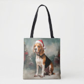 Beagle Hond in Sneeuw Kerstmis Tote Bag (Voorkant)