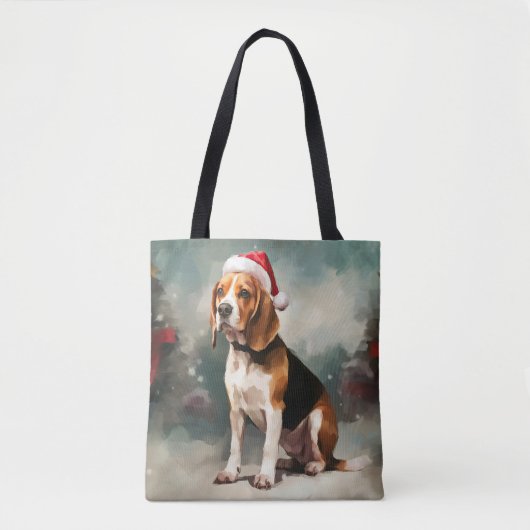 Beagle Hond in Sneeuw Kerstmis Tote Bag (Voorkant)