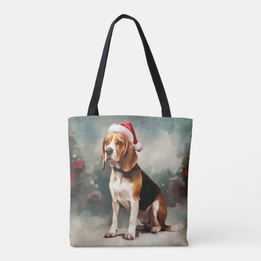 Beagle Hond in Sneeuw Kerstmis Tote Bag (Achterkant)