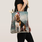 Beagle Hond in Sneeuw Kerstmis Tote Bag (Dichtbij)