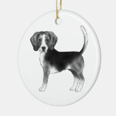 Beagle Hond in Zwart en Wit met Aangepaste Tekst Keramisch Ornament (Links)