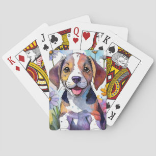 Beagle hond kaarten spelen