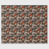 Beagle Hond Kerst Feestelijk Cadeaupapier (Vlak)
