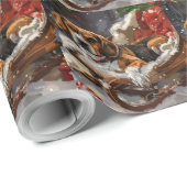 Beagle Hond Kerst Feestelijk Cadeaupapier (Rol Hoek)