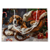 Beagle Hond Kerst Feestelijk Groot Cadeauzakje (Voorkant)
