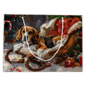 Beagle Hond Kerst Feestelijk Groot Cadeauzakje (Achterkant)