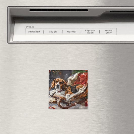 Beagle Hond Kerst Feestelijk Magneet (Insitu (Vaatwasser))