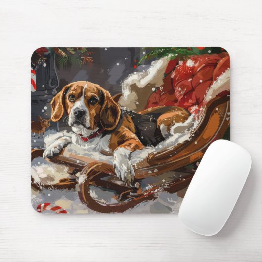 Beagle Hond Kerst Feestelijk Muismat (Met muis)