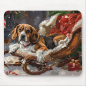 Beagle Hond Kerst Feestelijk Muismat (Voorkant)