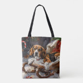 Beagle Hond Kerst Feestelijk Tote Bag (Achterkant)