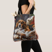 Beagle Hond Kerst Feestelijk Tote Bag (Dichtbij)