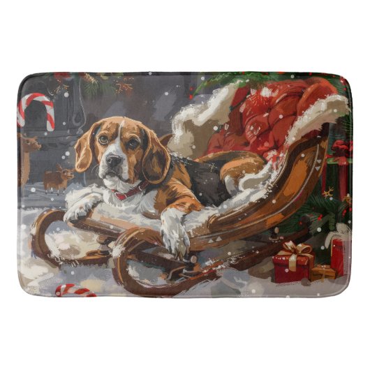 Beagle Hond Kerst Festiviteit Badmat (Voorkant)