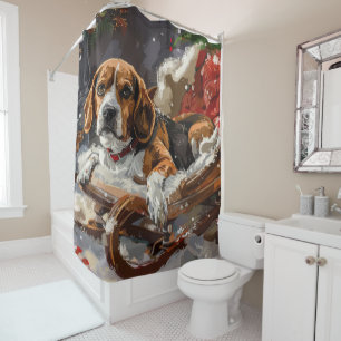 Beagle Hond Kerst Festiviteit Douchegordijn