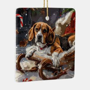 Beagle Hond Kerst Festiviteit Keramisch Ornament