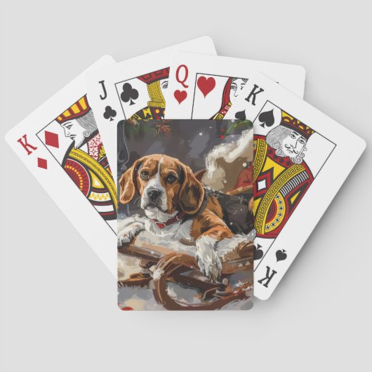Beagle Hond Kerst Festiviteit Pokerkaarten (Achterkant)