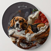 Beagle Hond Kerst Festiviteit Ronde Button 6,0 Cm (Voorkant /achterkant)