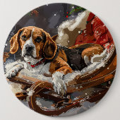 Beagle Hond Kerst Festiviteit Ronde Button 6,0 Cm (Voorkant)