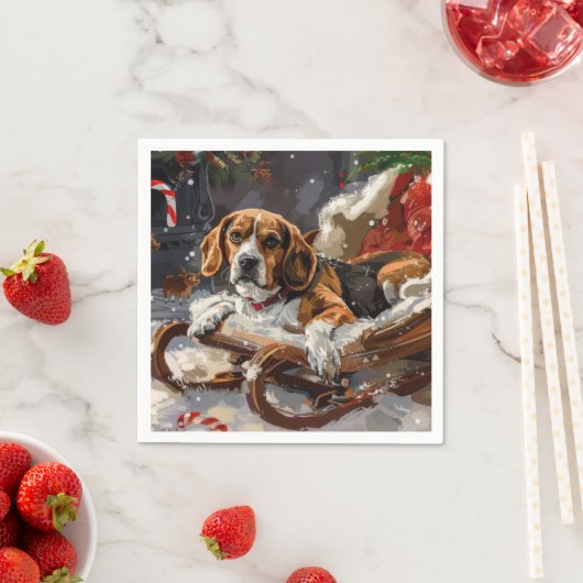 Beagle Hond Kerst Festiviteit Servet (Insitu)