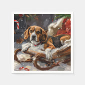 Beagle Hond Kerst Festiviteit Servet (Voorkant)