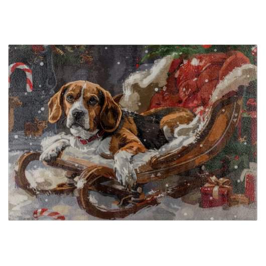 Beagle Hond Kerst Festiviteit Snijplank (Voorkant)