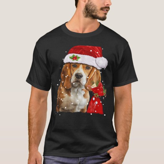 Beagle hond Kerst T-shirt Kerst hond essentieel (Voorkant)
