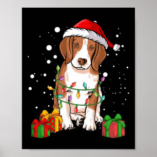 Beagle Hond Kerstboom Lichten Santa Hond Xmas Gi Poster