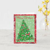 Beagle hond Kerstboom met sterren Kaart (Gele Bloem)
