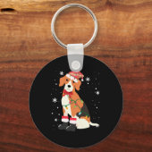 Beagle Hond Kerstboom Xmas Mam Papa Cadeaus Sleutelhanger (Voorkant)