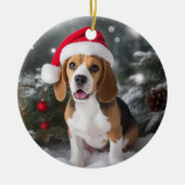 Beagle Hond Kerstmis Keepsake Keramisch Ornament (Voorkant)