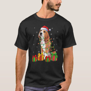Beagle hond Kerstverlichting Kerstman Hoed Beagle  T-shirt