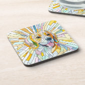 Beagle hond - Kleurrijke Mozaïek kunst Bier Onderzetter (Linkerzijde)