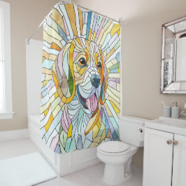 Beagle hond - Kleurrijke Mozaïek kunst Douchegordijn