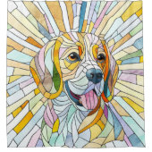Beagle hond - Kleurrijke Mozaïek kunst Douchegordijn (Voorkant)