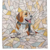 Beagle hond - Kleurrijke Mozaïek kunst Douchegordijn (Voorkant)