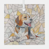 Beagle hond - Kleurrijke Mozaïek kunst Glas Ornament (Voorkant)