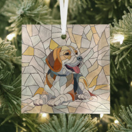 Beagle hond - Kleurrijke Mozaïek kunst Glas Ornament