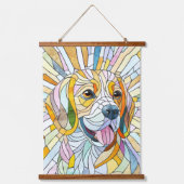Beagle hond - Kleurrijke Mozaïek kunst Hangend Wandkleed (Voorkant)