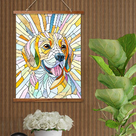 Beagle hond - Kleurrijke Mozaïek kunst Hangend Wandkleed
