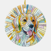 Beagle hond - Kleurrijke Mozaïek kunst Keramisch Ornament (Achterkant)