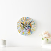 Beagle hond - Kleurrijke Mozaïek kunst Ronde Klok (Huis)