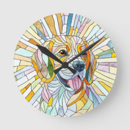 Beagle hond - Kleurrijke Mozaïek kunst Ronde Klok