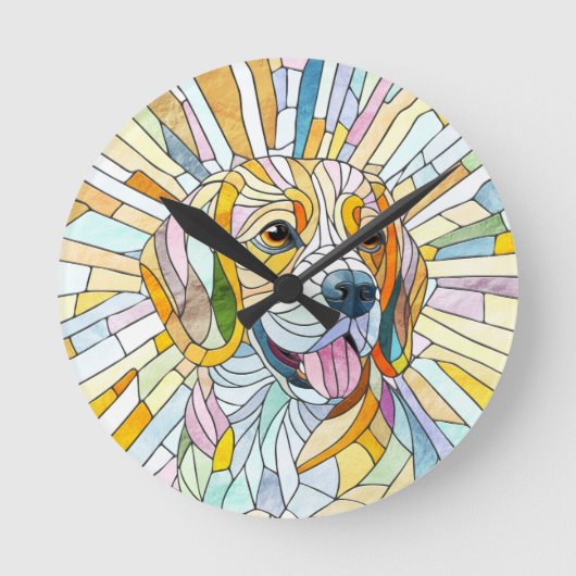 Beagle hond - Kleurrijke Mozaïek kunst Ronde Klok (Voorkant)