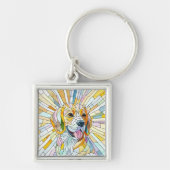 Beagle hond - Kleurrijke Mozaïek kunst Sleutelhanger (Voorkant)